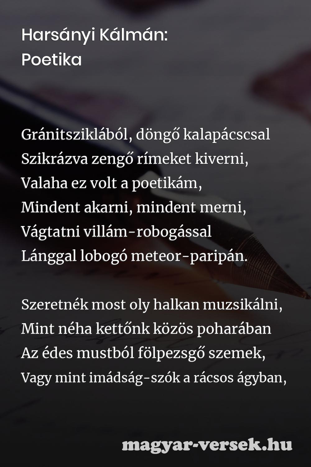 Harsányi Kálmán Poetika Magyar Versek 3717